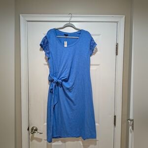 NWT Talbots Nantucket Slub Tie Detail Blue Dress Size 2X